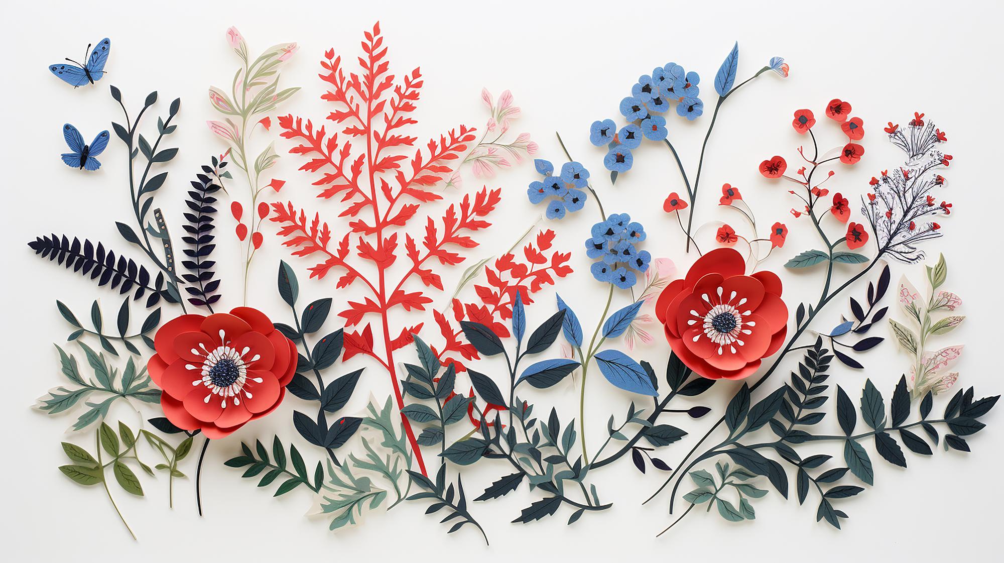 Duży haftowany panel z motywami botanicznymi
